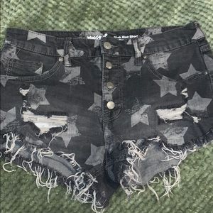 High rise black camouflage shorts